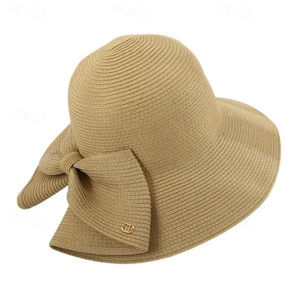 Women's Hat Straw Hat Sun Hat Portable Sun Protection Breathable Street Daily Weekend Bow Pure Color 2025 - Image 3