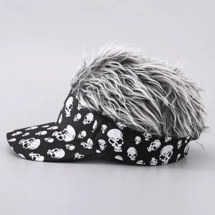 Men's Visor Hat with Spiked Wigs Fake Hair Visor Wig Men Sun Hat Baseball Cap Wig Hat Black Coffee 100% Cotton Print Fashion Casual Daily Festival Sku - Image 5