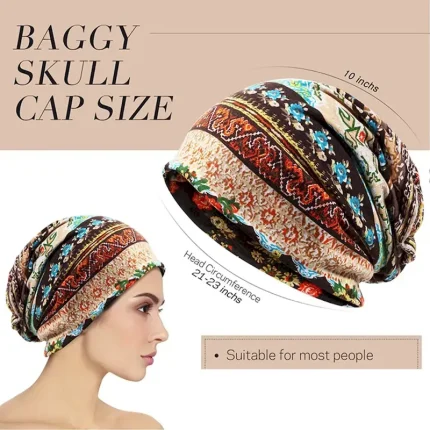 men's women's vintage floral beanie lightweight breathable skull cap slouchy thin beanie baggy hat for daily wear slouchy hip-hop soft running adult d - Image 5