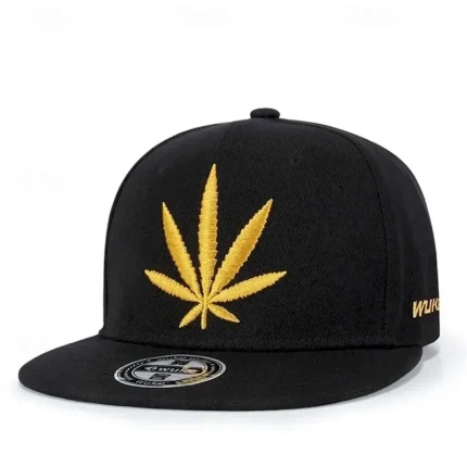 Men's Snapback Hat Sun Hat White Black White Cotton / Polyester Blend Embroidered Fashion Casual Daily Weed Leaf Adjustable Sunscreen Breathable 2025 - Image 6