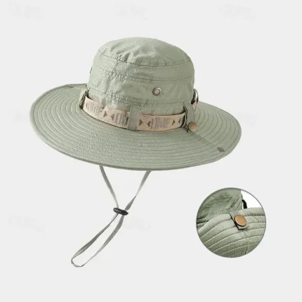 Men's Bucket Hat Sun Hat Light Green Dark Green Polyester Fashion Casual Street Daily Plain Adjustable Sunscreen Breathable 2025
