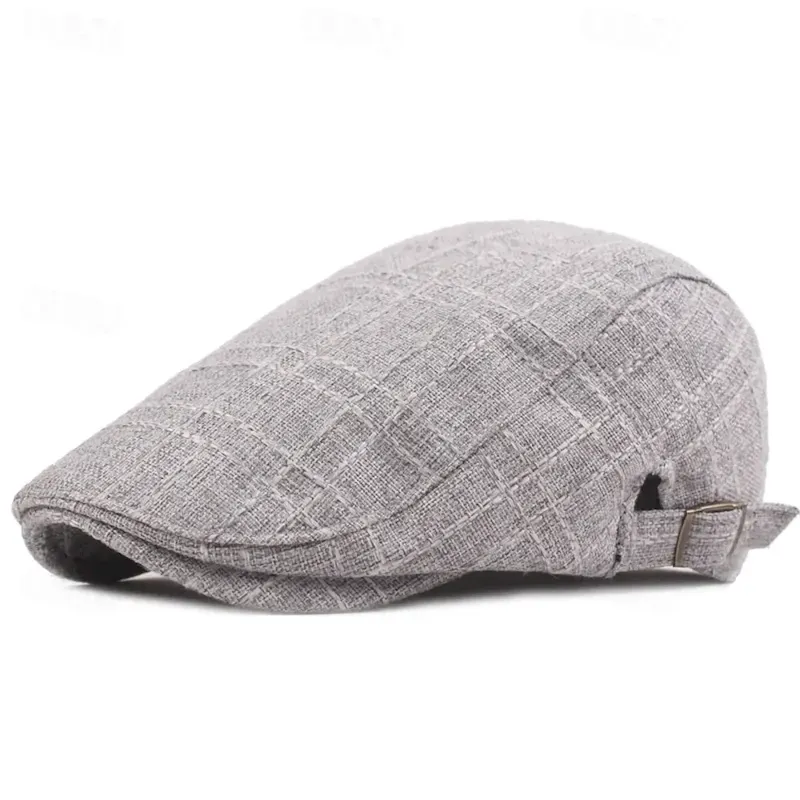 lafauy1676360021578.webp Men's Flat Cap Black Beige Flax Fashion Streetwear Stylish 1920s Fashion Outdoor Daily Going out Plain Warm 2025 - Image 1