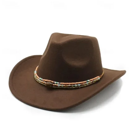 Men's Kentucky Derby Hat Sun Hat Cowboy Hat Fedora Trilby Hat Black White Woolen Vintage Style Fashion 18th Century State of Texas Daily Theme Party S - Image 3