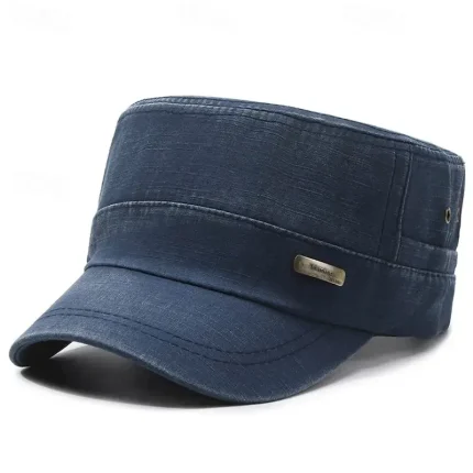 Men's Unisex Flat Cap Baseball Cap Military Cap Cadet Hat Black Navy Blue Polyester Vintage Fashion Casual Street Daily Plain Adjustable Breathable 20