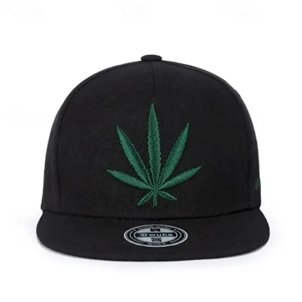 Men's Snapback Hat Sun Hat White Black White Cotton / Polyester Blend Embroidered Fashion Casual Daily Weed Leaf Adjustable Sunscreen Breathable 2025 - Image 3