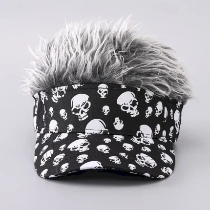 Men's Visor Hat with Spiked Wigs Fake Hair Visor Wig Men Sun Hat Baseball Cap Wig Hat Black Coffee 100% Cotton Print Fashion Casual Daily Festival Sku - Image 4