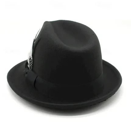 Men's Kentucky Derby Hat Sun Hat Cowboy Hat Fedora Trilby Hat Black Red Woolen Vintage Style Fashion 18th Century State of Texas Daily Theme Party Sol - Image 5